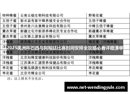 2025美洲杯巴西与阿根廷比赛时间安排全攻略必看详细清单